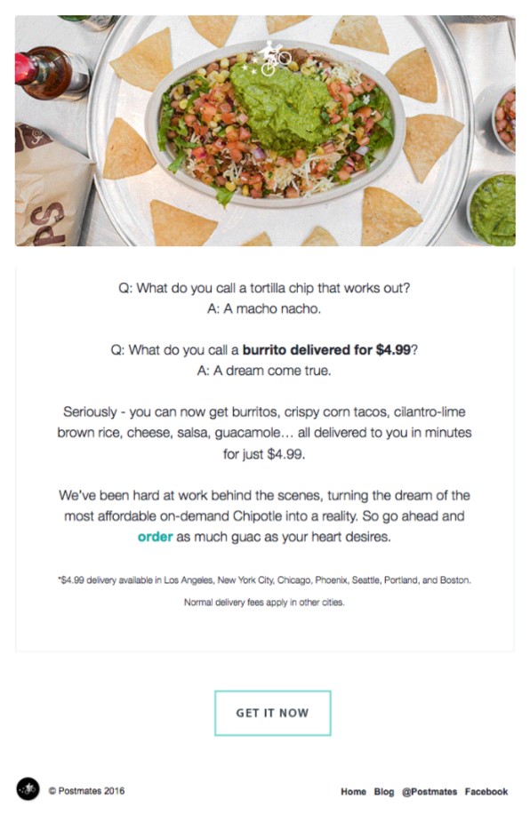 Postmates’ business promotion email template