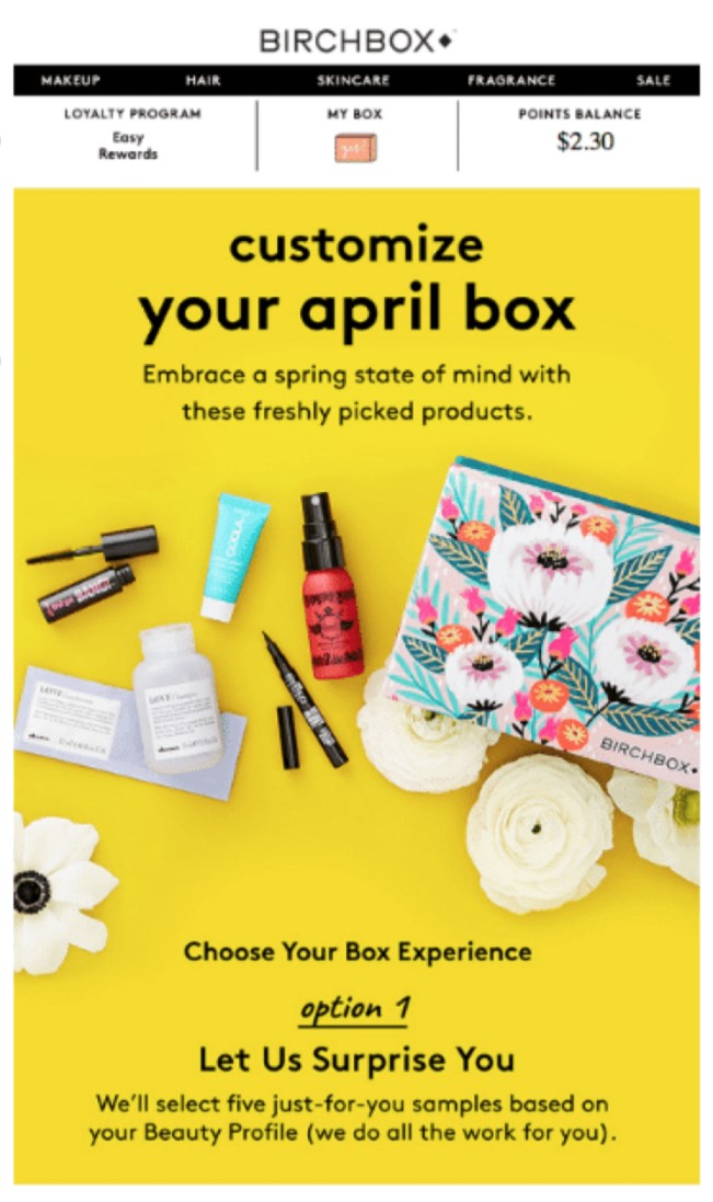 Birchbox’s email template