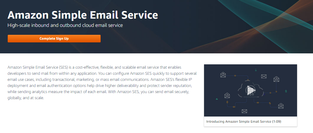 Amazon SES lets you configure email sending in minutes