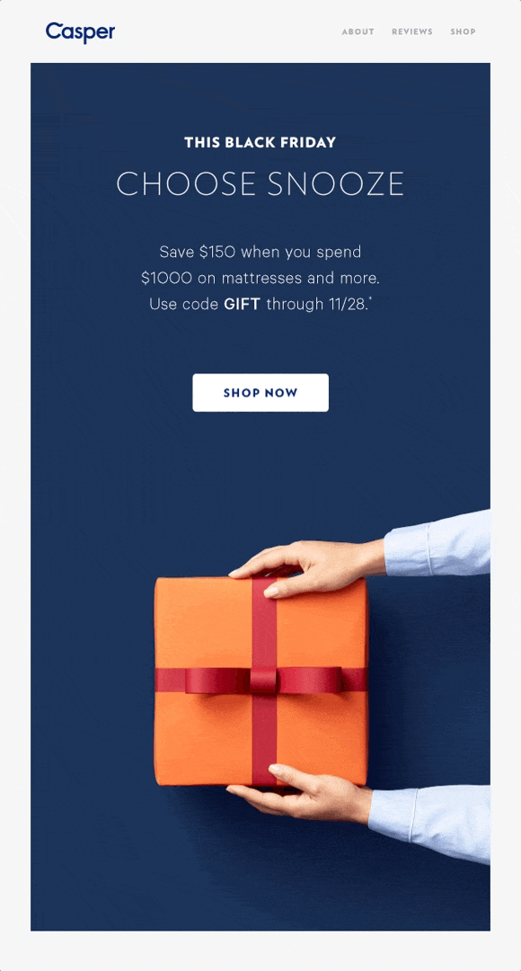 Example of subject line for Black Friday email