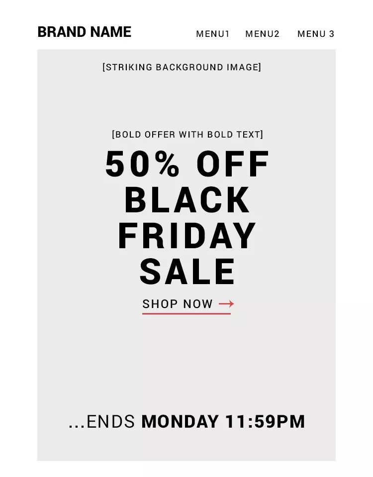 Black friday email template with minimal design