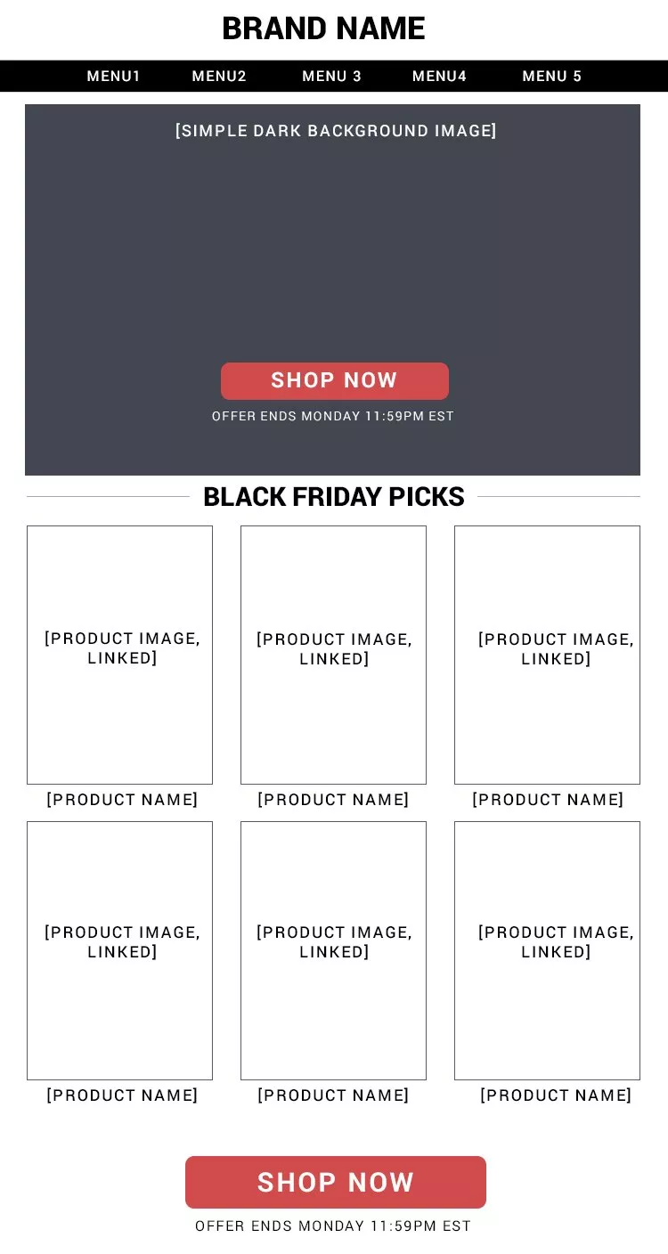 The product-oriented black friday email template