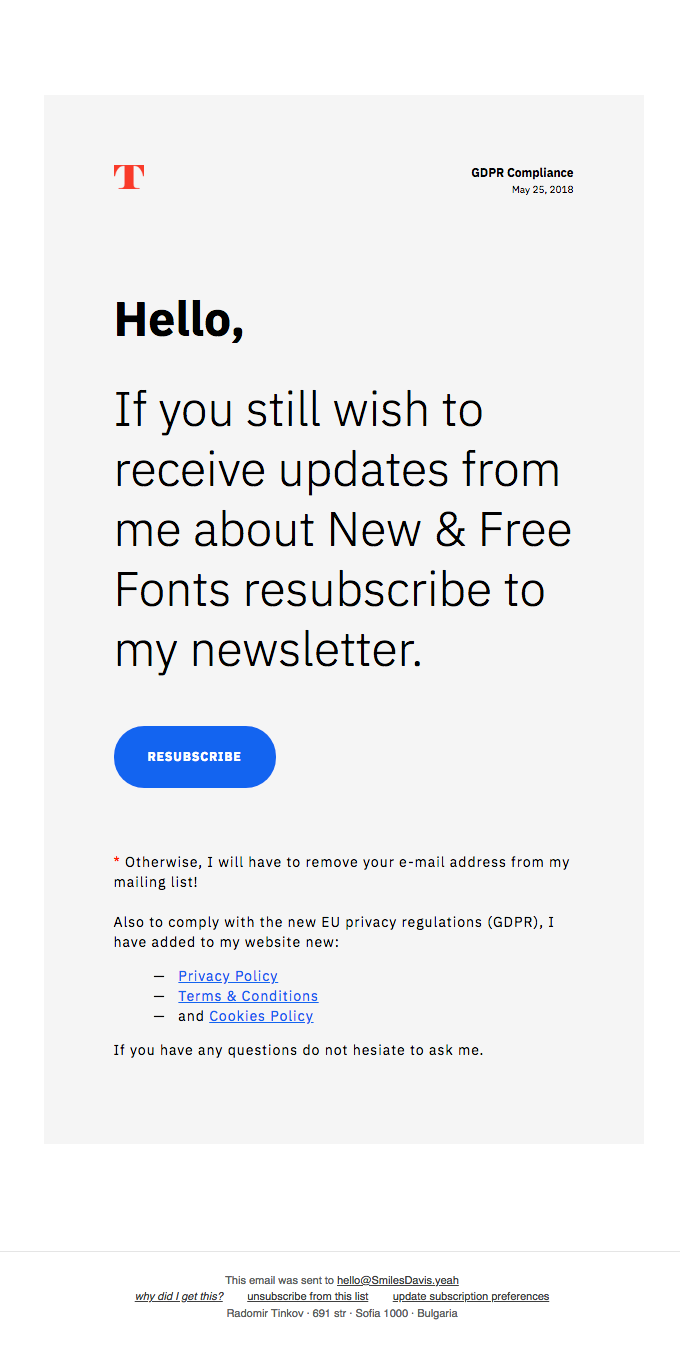 Permission to continue sending a newsletter