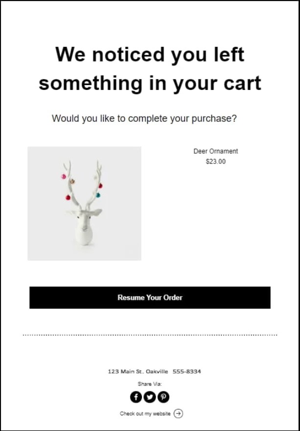 Shopping carts in email