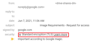 TLS Cryptographic Protocol Displays in Gmail