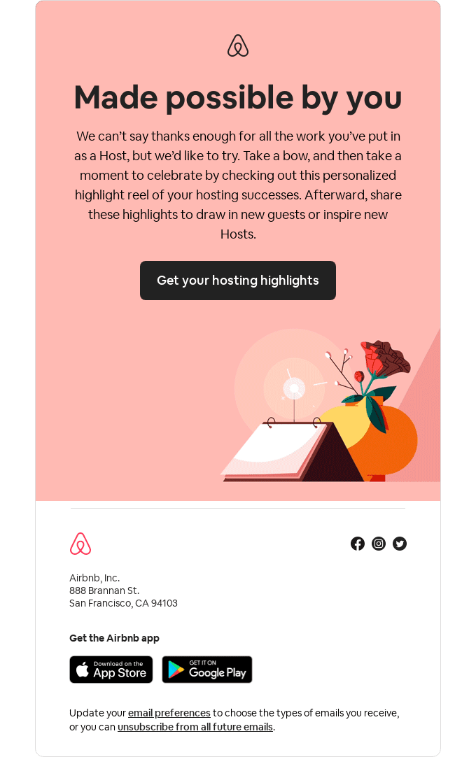 Airbnb personalized email