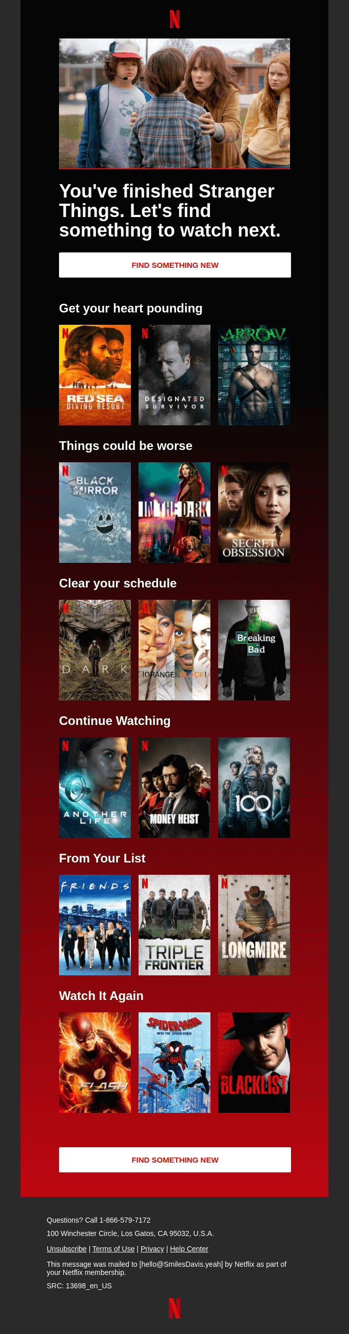 Netflix uses content personalization in this email
