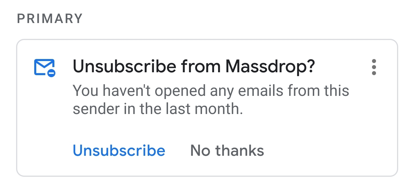 Gmail's Easy Unsubscribe feature