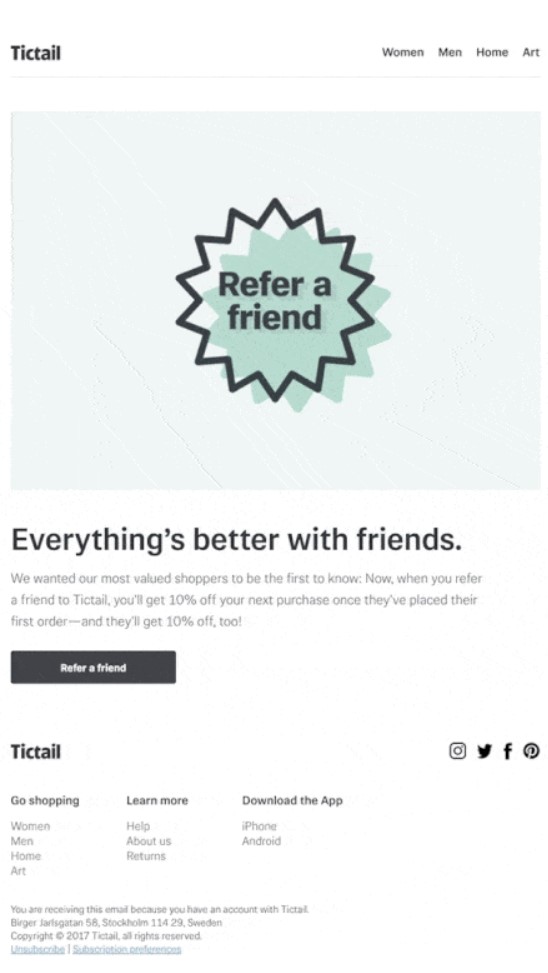 Referral transactional messages