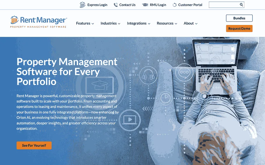 Rent Manager property management software, homepage first screen